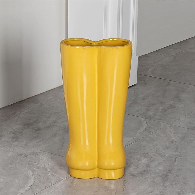 Ceramic Boot Umbrella Stand Boots Vase Freestanding Umbrella Bucket Ceramic Umbrella Rack Home Decor Piece for Home Decor, Office, Apartment, Hotel, Bars,14''H-NeatNest