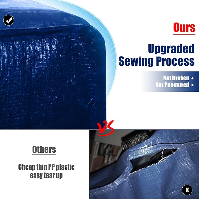 Cosy Family 8 Pack Heavy Duty Extra Large Moving Bags with Backpack Straps - Strong Handles & Zippers, Storage Totes For Space Saving, Fold Flat, Alternative to Moving Box (Set of 8, Blue)-NeatNest