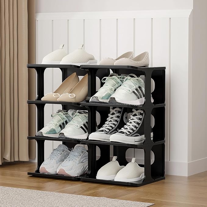 HAIXIN Vertical Narrow Tall Shoe Rack for Front Door Entrance, 7-Tier Sturdy Stackable Shoe Rack Organizer for Closet Entryway, Corner Shoe Storage Shelf Shoe Cubby-NeatNest