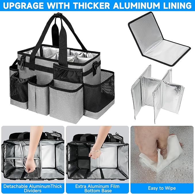 Cleaning Caddy Bag, Cleaning Supplies Organizer for Housekeepers, Housekeeping Caddy with Handle and Detachable Padded Cushion, Gray-NeatNest