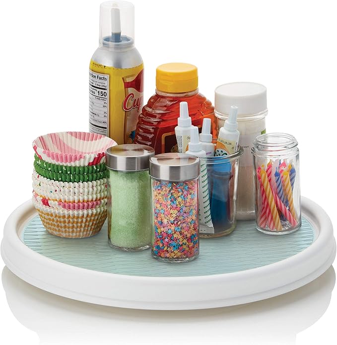 Copco Basics Non-Skid Pantry Cabinet Lazy Susan Turntable, 12-Inch, Blue-NeatNest