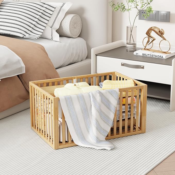 Bamboo Under Bed Storage Containers- Underbed Organizer with Wheels with Large Capacity Dust Bag,Sturdy Wood Rolling Under Bed Shoe Storage Organizer 2 Packs (Nature, 2 Packs Tall (25"×16"x12"))-NeatNest