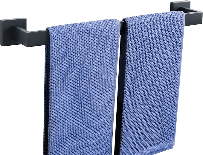Alise Black Towel Bars,19.7 Inch Towel Holder Towel Racks for Bathroom and Lavatory,SUS304 Stainless Steel Hand Towel Hanger Rail Wall Mount,Useable Length 17.91 Inch Towel Bar, GYT050-B