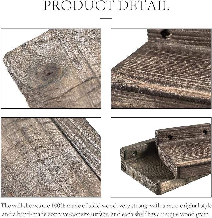 Freezing point Small Floating Shelves for Wall Set of 2 Natural Wood 4Inch Mini Wall Shelf Decor Plant Display Collectibles Mounted Kitchen Bathroom Bedroom Corner Decorative Storage Tiny Stand Brown-NeatNest