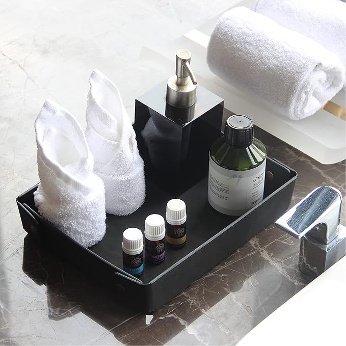 CASIRENA Father's Day Gifts Faux Leather Valet Tray Organizer for Men - Catch-All Tray for Entryway Table Key, Wallet, Watch, Coin Change, Phone, Dresser EDC Dump Jewelry, Bedside Nightstand Desk-top-NeatNest