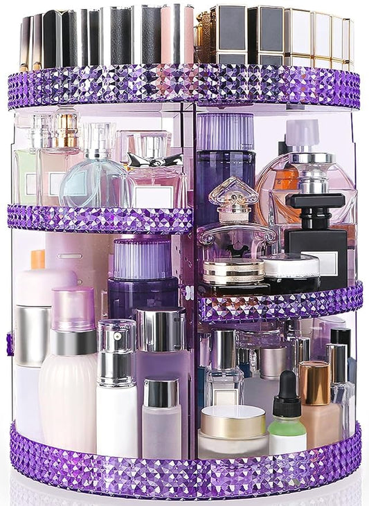 360 Degree Rotating Makeup Organizer, Extra Large Capacity Cosmetics Organizer, Removable 7 Layers Skincare Organizers, Spinning Perfume Organizer, Dresser Organizer Countertop (Purple)-NeatNest