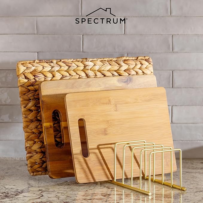 Spectrum Euro Kitchen Organizer (Gold) - Dish Drying Rack for Kitchen Counter, Space-Saving Dish Rack Holder, Drainer for Pots & Pans, Plates, Cutting Boards, Serving Trays & Lids