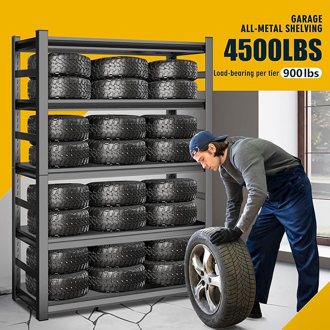 78" H,Metal Garage Shelving Heavy Duty 5-Tier Adjustable Storage Shelves Easy to Assemble, Garage Organization with 4500lbs Capacity,Shelving Racks for Storage,Ideal for Garage,Basement,Warehouse-NeatNest