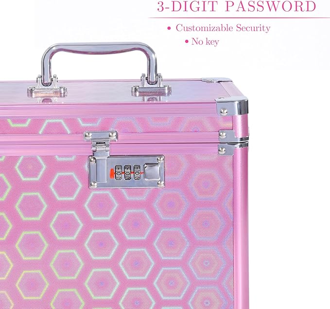 Medication Combination Lock Boxes with Code for Personal Items, Medicine Lockbox for Documents 10 x 7.25 x 7.75 Inches Colorful Rose