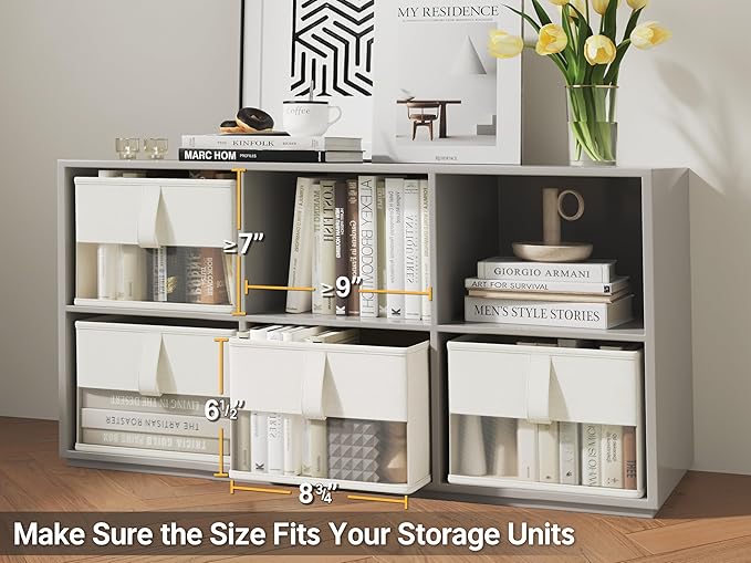 Foldable Storage Bins with Clear Window, Fabric Organizer for Closet, Shelves & Cubes - Breathable, Odor-Free Storage Boxes for Towels, Clothes, Toys, Books - 11.5 * 8.75 * 6.5in, White, 3-Pack-NeatNest