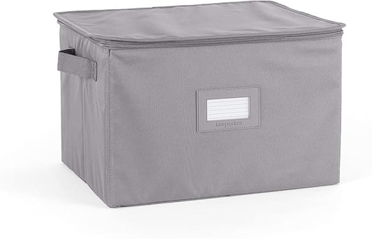 Covermates Keepsakes China Cups and Coffee Mugs Storage Box Stackable, Reinforced Handles, China Storage, Graphite-NeatNest