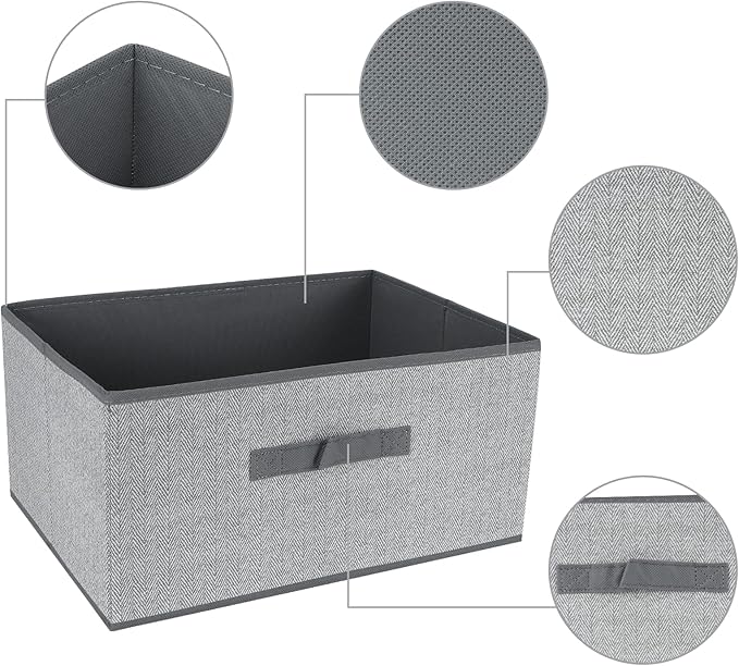 DAYARD Fabric Bins [3-Pack], Foldable Cube Baskets Storage Boxes for Shelves, Closet, Bookshelf, Nursery Organizer Containers, 16 x 11 x 8 inch Grey…-NeatNest