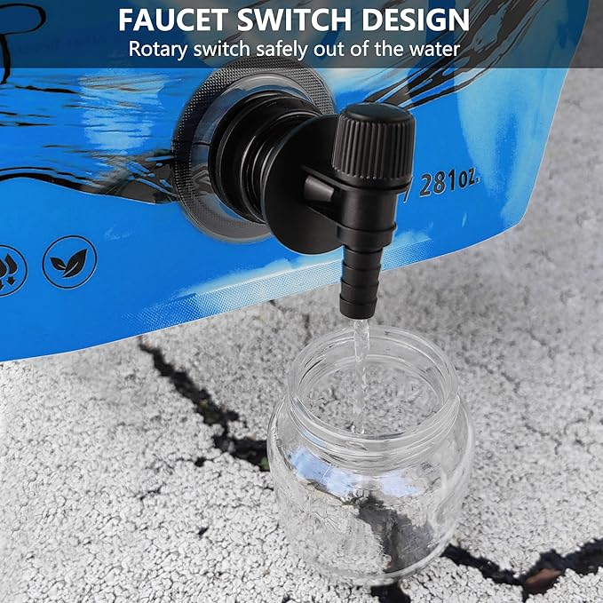 Collapsible 8L Water Storage Bag, BPA-Free Portable Folding Water Jug with Adjustable Faucet, Leakproof Emergency Water Bag for Camping, Hiking, Riding, Outdoor Sport (Blue, 4)-NeatNest