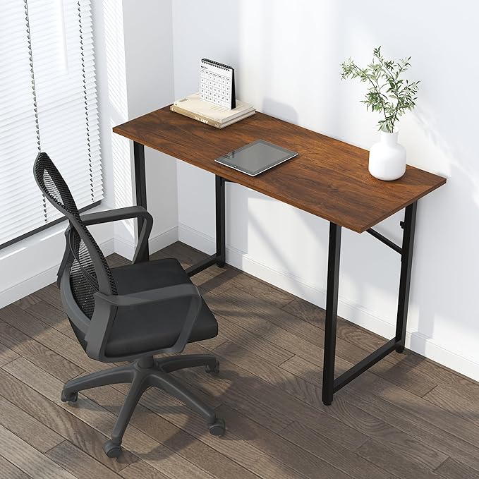47 inch Folding Desk No Assembly Required, Writing Gaming Computer Camping Table, Home Office Desk, Mahogany-NeatNest