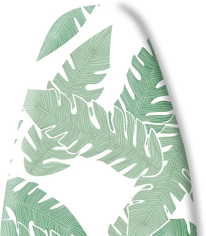 Extra Thick Ironing Board Cover and Pad, Tropical Leaves 15x54 Ironing Board Cover, Resist Scorching and Staining,Elastic Edges,Summer Plants Green