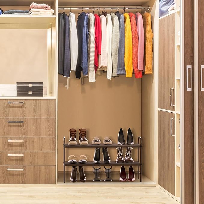 Simple Houseware 2-Tier Shoe Rack Storage Organizer, Bronze-NeatNest