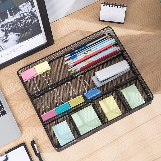 Amazon Basics Mesh Drawer Organizer, Black, Pack of 4-NeatNest