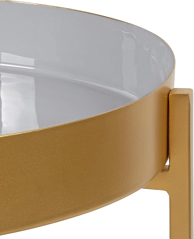 Kate and Laurel Nira Two-Tiered Mid-Century Side Table, 15" x 15" x 24", Gray and Gold, Chic Modern End Table for Storage and Decor