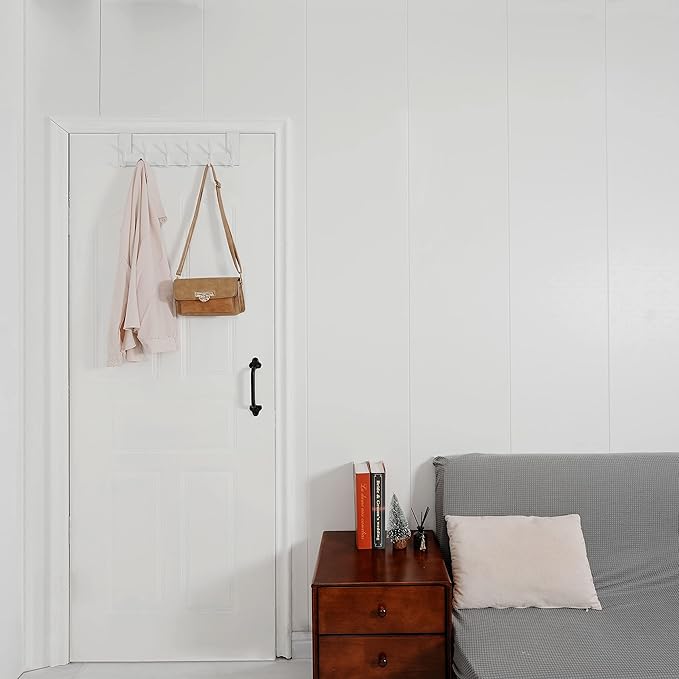 WEBI Over The Door Hooks,Over Door Towel Rack,Door Hanger,Door Coat Hanger,Door Coat Rack,Door Hooks for Hanging Clothes,Back of Door,White