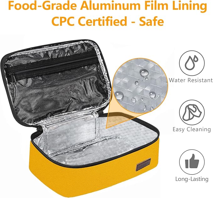 Gloppie Mini Lunch Box Small Kids Lunch Bag Compact LunchBox Bag, CPC Certified | Child-Safe Materials, Insulated LunchBag Reusable Sandwich Containers Snack Box, Yellow-NeatNest