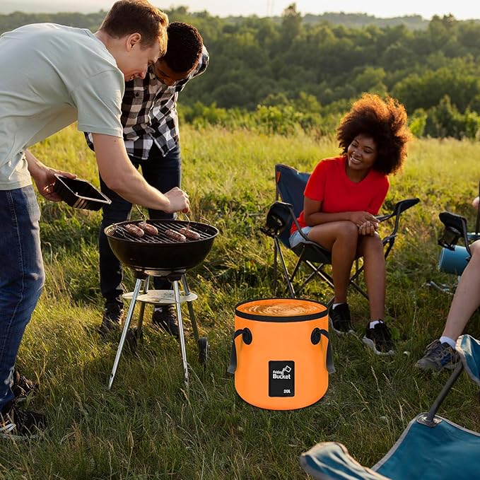 4 Pcs 20L Collapsible Bucket with Handle 5 Gallon Portable Collapsible Folding Bucket Foldable Water Container for Camping Hiking Fishing Car Washing