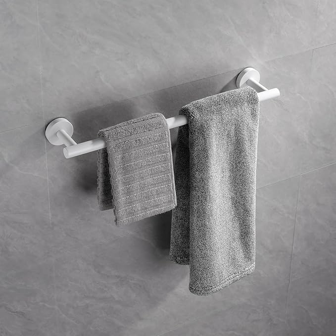 GERZWY 18-Inch Bathroom Towel Bar SUS 304 Stainless Steel Bath Towel Bar Wall Mount, White