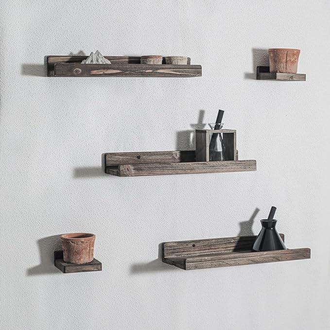 Freezing point Small Floating Shelves for Wall Set of 2 Natural Wood 4Inch Mini Wall Shelf Decor Plant Display Collectibles Mounted Kitchen Bathroom Bedroom Corner Decorative Storage Tiny Stand Brown-NeatNest