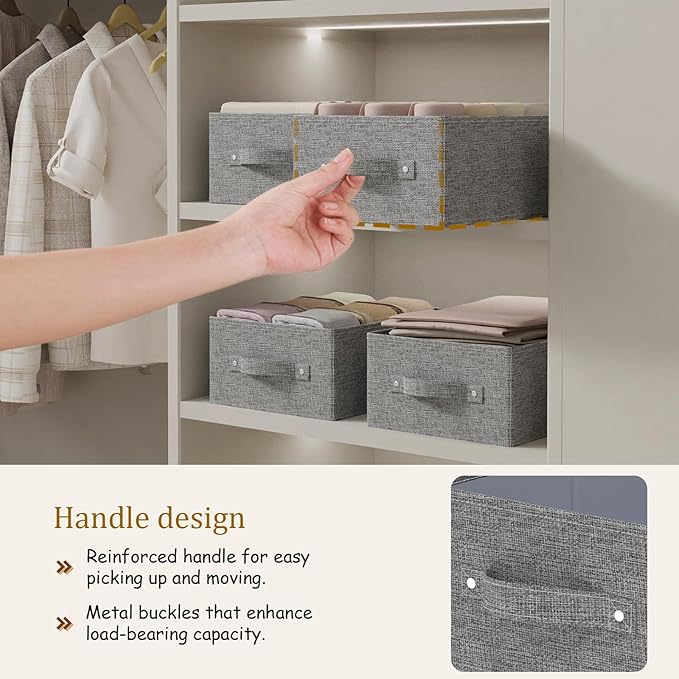 Collapsible Storage Bins, Fabric Organizer Baskets, Cube Boxes for Organizing Home, Office and Closet, Grey, 3 Pack, 13.0x9.0x5.5in-NeatNest