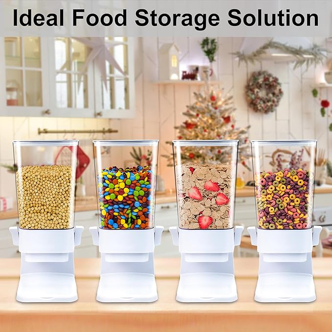 Cereal Dispenser Countertop with lids, 5L Organization and Storage Containers for Kitchen and pantry, Plastic Containers for food, Cereal, Rice, Beans, Grains, Nuts, Oatmeal, Pet food, White, 1Pc-NeatNest