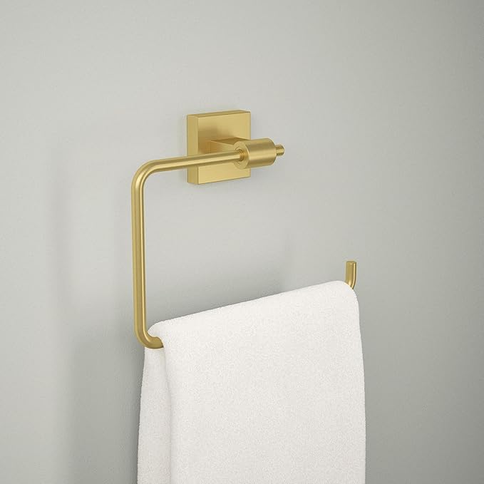 Franklin Brass Maxted (1-Pack) Hand Towel Ring Modern Gold Holder for Wall Mount Square Hanger for Kitchen, Bathroom Accessories MAX46-MG