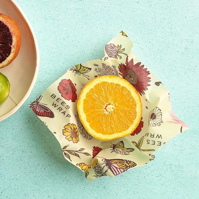 Bee's Wrap Vegan Beeswax Wraps for Food - Vegan Meadow Magic 3 Pack (S, M, L) Made in USA Reusable & Organic Food Wraps, Sandwich Wrap & Bowl Covers - Eco Alternative to Aluminum Foil & Plastic Wrap-NeatNest