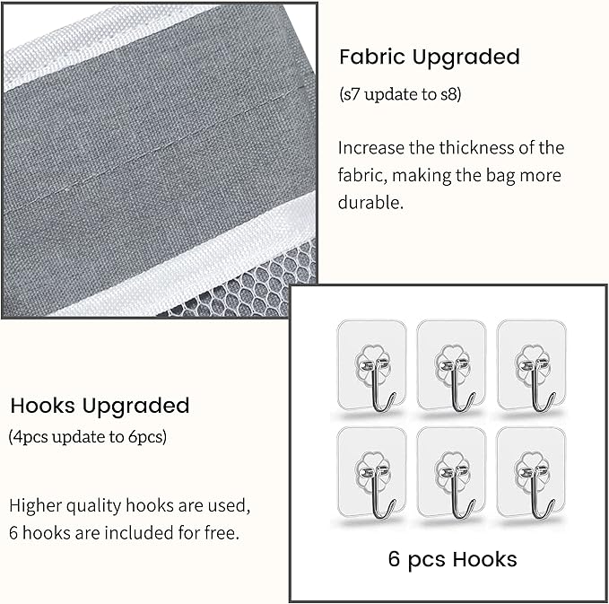 2pcs 3-pockets Large Wall Hanging Organizer Bag, Linen Fabric Door Hanging Storage Baskets with Pockets, Waterproof Bin for Kitchen, Bedroom, Office, RV Camper (Khaki-3pcs)