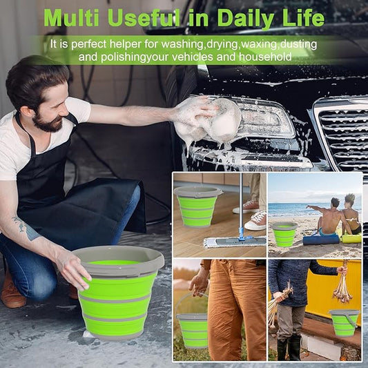 Collapsible Bucket with Handle - 10L (2.6 Gallon) Portable Water Bucket for Car Wash Household Cleaning,for Outdoor Garden Camping Fishing Car Wash Space Saving- Green-NeatNest
