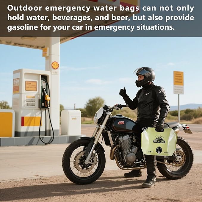 Collapsible 8L Water Storage Bag, BPA-Free Portable Folding Water Jug with Adjustable Faucet, Leakproof Emergency Water Bag for Camping, Hiking, Riding, Outdoor Sport (BEIGE&GREEN, 4)-NeatNest