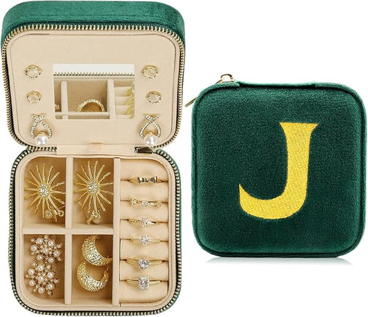 Jenria Mothers Day Gifts for Mon, Travel Jewelry Case for Women, Jewelry Organizer, Jewelry Box, Unique Gifts, Personalized Gifts for Her, Birthday Gifts for Mom, Teen Girl, Girlfriend, Green, J-NeatNest