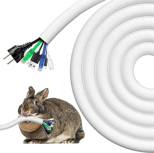AGPTEK Cable Sleeve Cover, 20ft - 4/5 inch Dog Cat Cord Protector Management, Protect Cables from Pets Chewing, for Home Desk Automotive Wire Loom Tubing Cord Protection Self-Wrapping, White