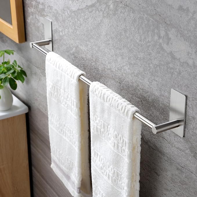 Taozun Towel Bar - 24 Inch Self Adhesive Towel Holder, Hand Towel Rack Stick on Wall, SUS 304 Stainless Steel Bathroom Hardware Accessory