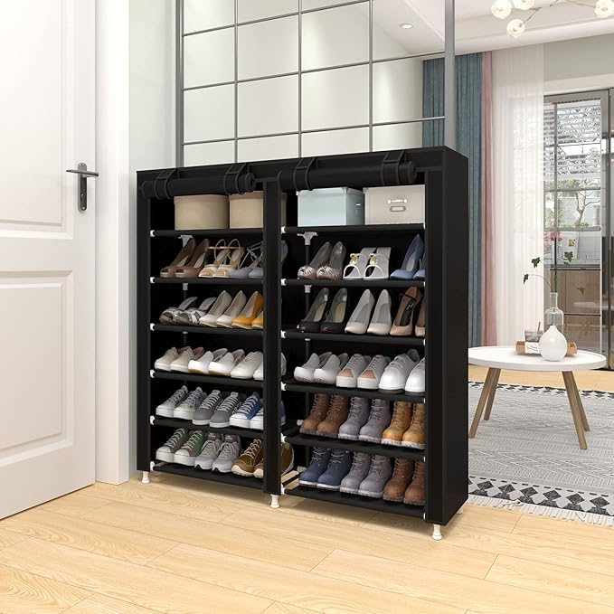UDEAR Shoe Rack Free Standing Portable Shoes Storage Organizer Black-NeatNest
