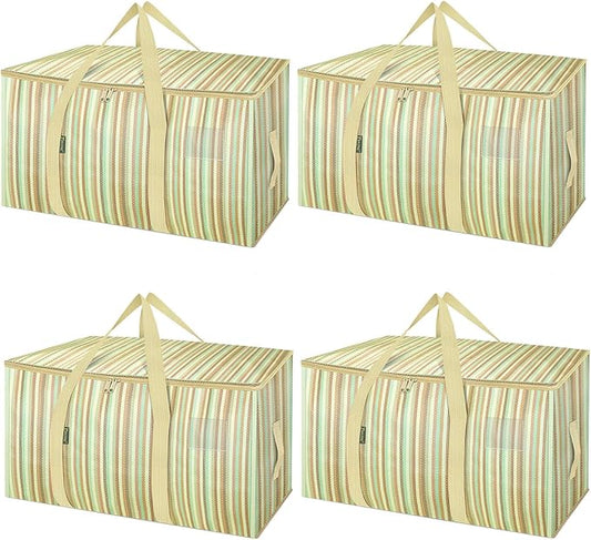 BALEINE 4-Pack Oversized Moving Bags with Reinforced Handles, Heavy-Duty Storage Tote for Clothes, Moving Supplies (Color Strip, 4-Pack)-NeatNest
