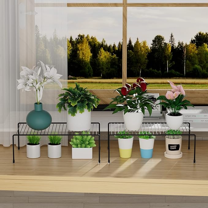 Cabinet Storage Shelf Rack Set of 6, Medium (13 x 9.4 inch) Rustproof Metal Wire Kitchen Cabinet Organizer and Storage, Cupboard Spice Shelf Rack for Plate, Dish, Counter & Pantry Organization-NeatNest