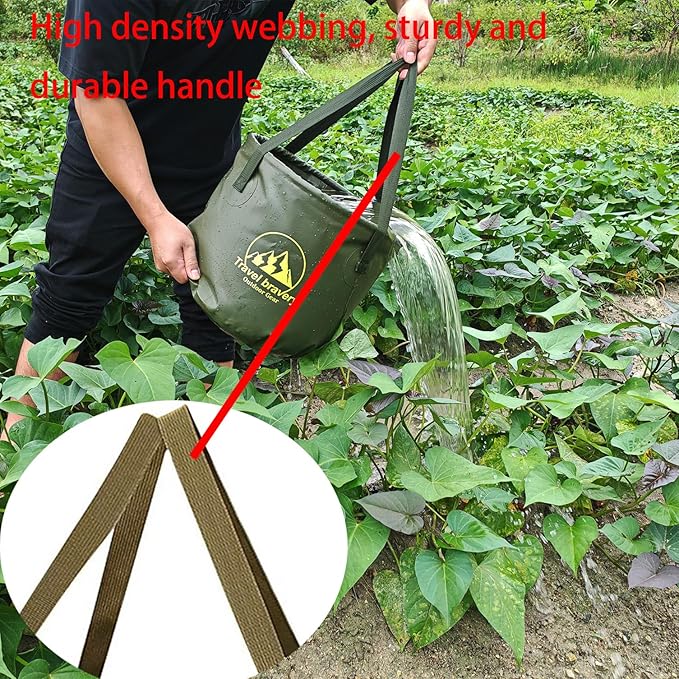 Outdoor Portable Folding Bucket, Picnic, Fishing Bucket, Water Bucket, Large Capacity Handheld Bucket, Suitable for Camping, Hiking, Water Filling, Vegetables and Fruits (ForestGreen, 10L)-NeatNest