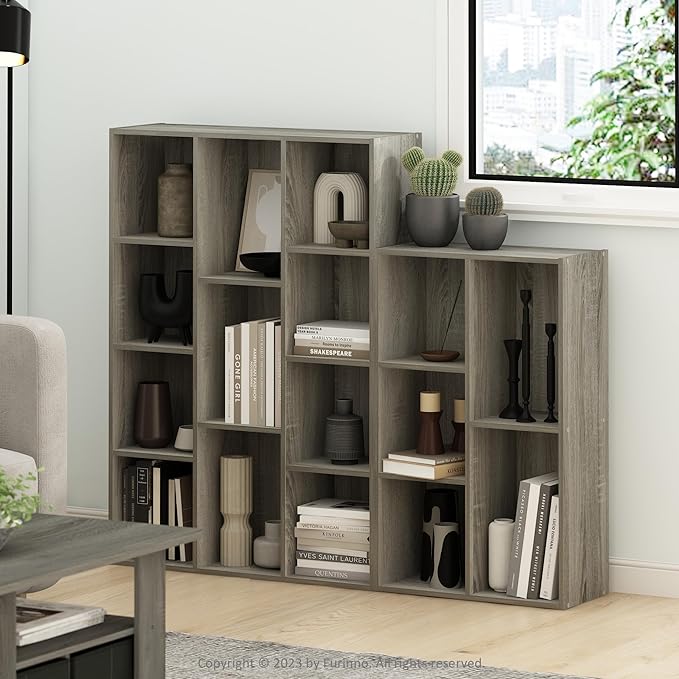 Furinno Luder 5-Cube Reversible Open Shelf, French Oak-NeatNest