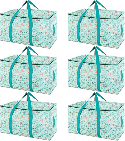 BALEINE 6-Pack Oversized Moving Bags with Reinforced Handles, Heavy-Duty Storage Tote for Clothes, Moving Supplies (Spring Stroll, 6-Pack)-NeatNest
