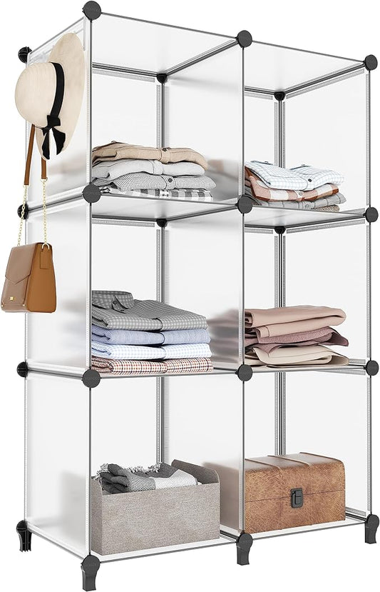 HOMIDEC 6-Cube Storage Organizer, Closet Organizer Storage Shelf Bookcase Bookshelf with Metal Hammer, Storage Cubes Organizer Cabinet for Kids, Closet, Bedroom, Bathroom, (11.8x11.8x11.8 inch)-NeatNest