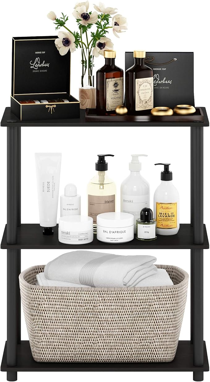 Furinno Turn-N-Tube Display Rack, 3-Tier Single, Espresso/Black-NeatNest