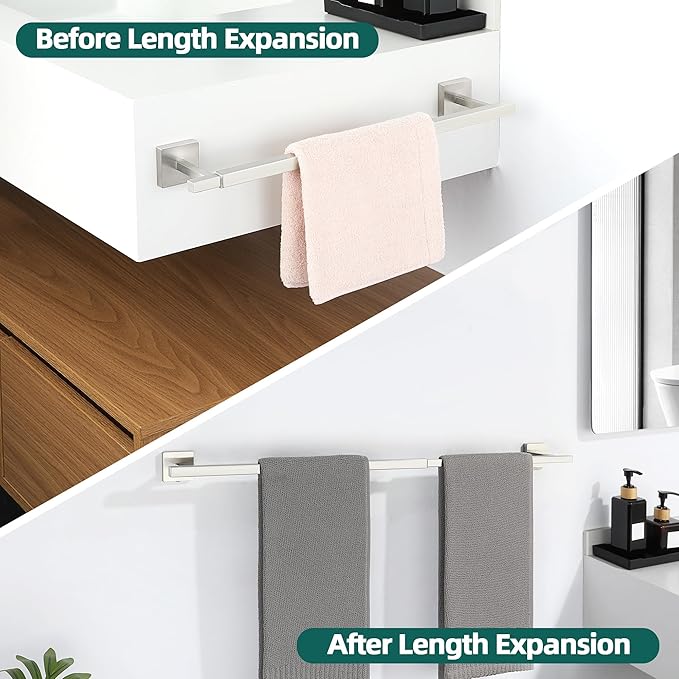 Alise Bathroom Towel Bar, Adjustable 17-30 Inch Single Towel Racks SUS304 Stainless Steel Towel Holder, Towel Racks for Bathroom Wall Mounted Towel Rack,Brushed Nickel