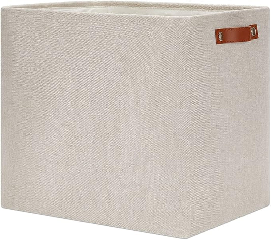 DULLEMELO Fabric Storage Basket, Large Storage Bin for Organization, Closet Storage Bins for Clothes Blankets Nursery Shelves, Collapsible Storage Container Box with Handles(Cream)-NeatNest