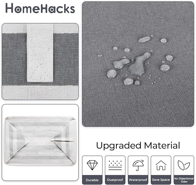 HomeHacks 2 Pack Large Laundry Baskets, Waterproof, Freestanding Laundry Hampers, Collapsible Clothes Hamper with Reinforced Handles in Laundry Room, College Dorm, Bathroom, Bedroom (Grey, 75Lx2)-NeatNest