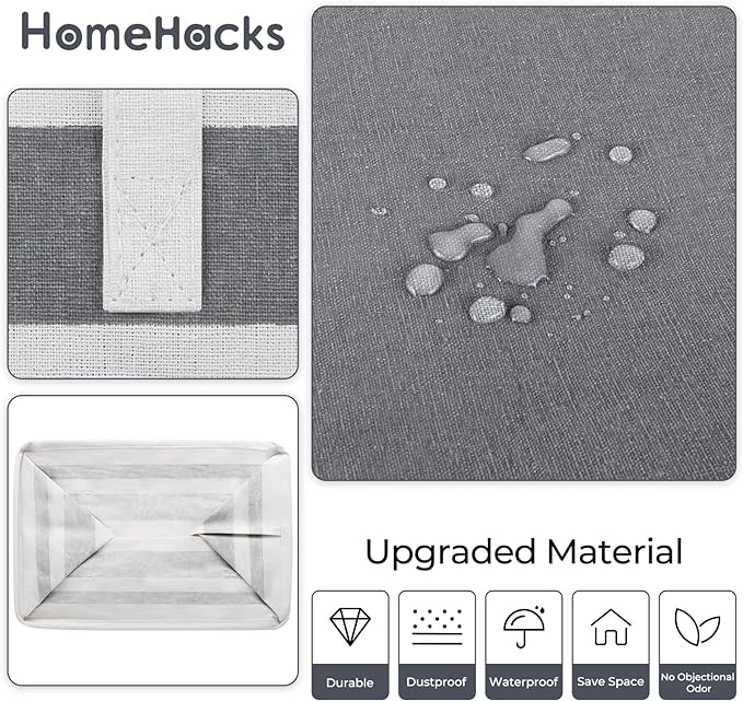HomeHacks 2-Pack Large Laundry Basket, Waterproof, Freestanding Laundry Hamper, Collapsible Tall Clothes Hamper with Extended Handles for Clothes in The Dorm and Family Gradient Grey, 125L-NeatNest
