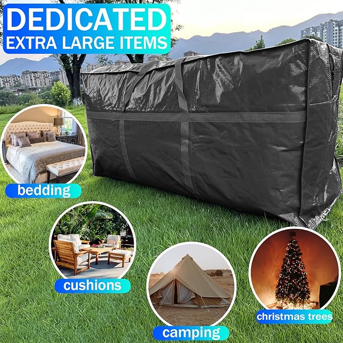 66 Gallon Extra Large Storage Bags, Huge Moving Bags Heavy Duty with Zipper and Stronger Handles, Big Foldable Duffle Bag for Travel - Storage Totes Moving Boxes for College, Christmas Tree, Bedding-NeatNest